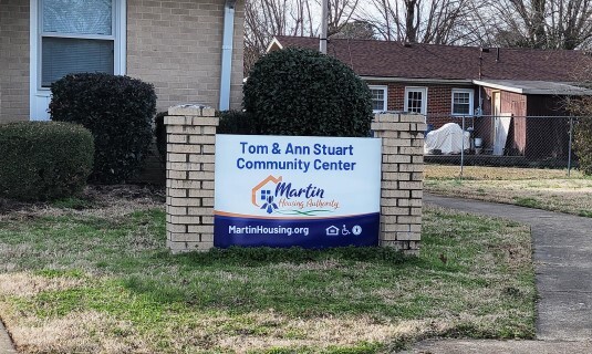Tom and Ann Stuart Community Center Sign