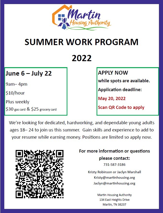 Summer Work Program - all content as listed above