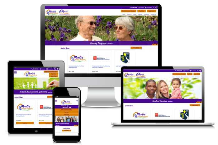Martin Housing Authority website shown on desktop, laptop, tablet and mobile screens